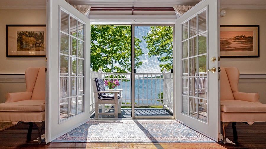 Window view of the balcony in the main bedroom at Oceansedge