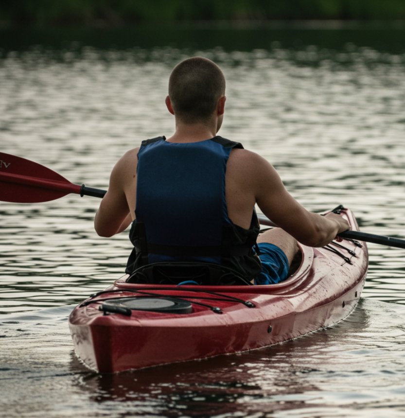 Man in kayak on the ocean in Maine